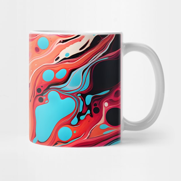 Vivid Vermilion and Turquoise Abstract by AbstractGuy